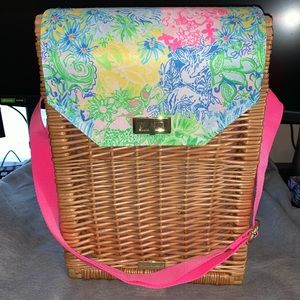 Lilly Pulitzer wicker wine basket